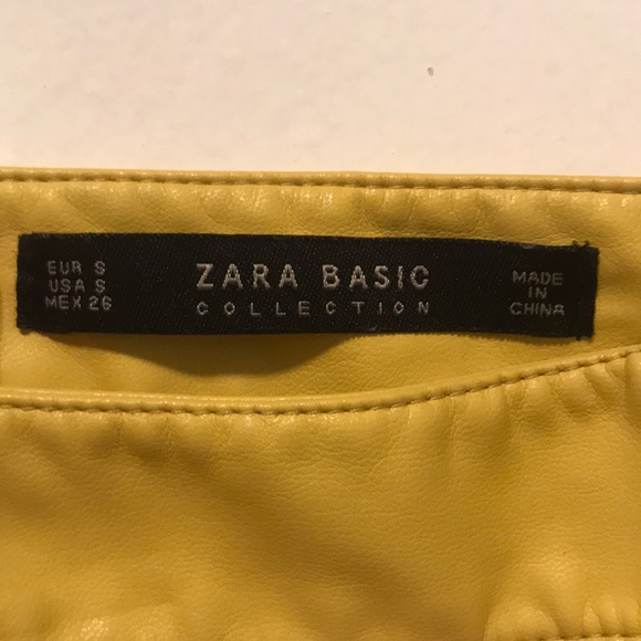 Zara Basics Yellow Pleather Skirt - Picture 2 of 2
